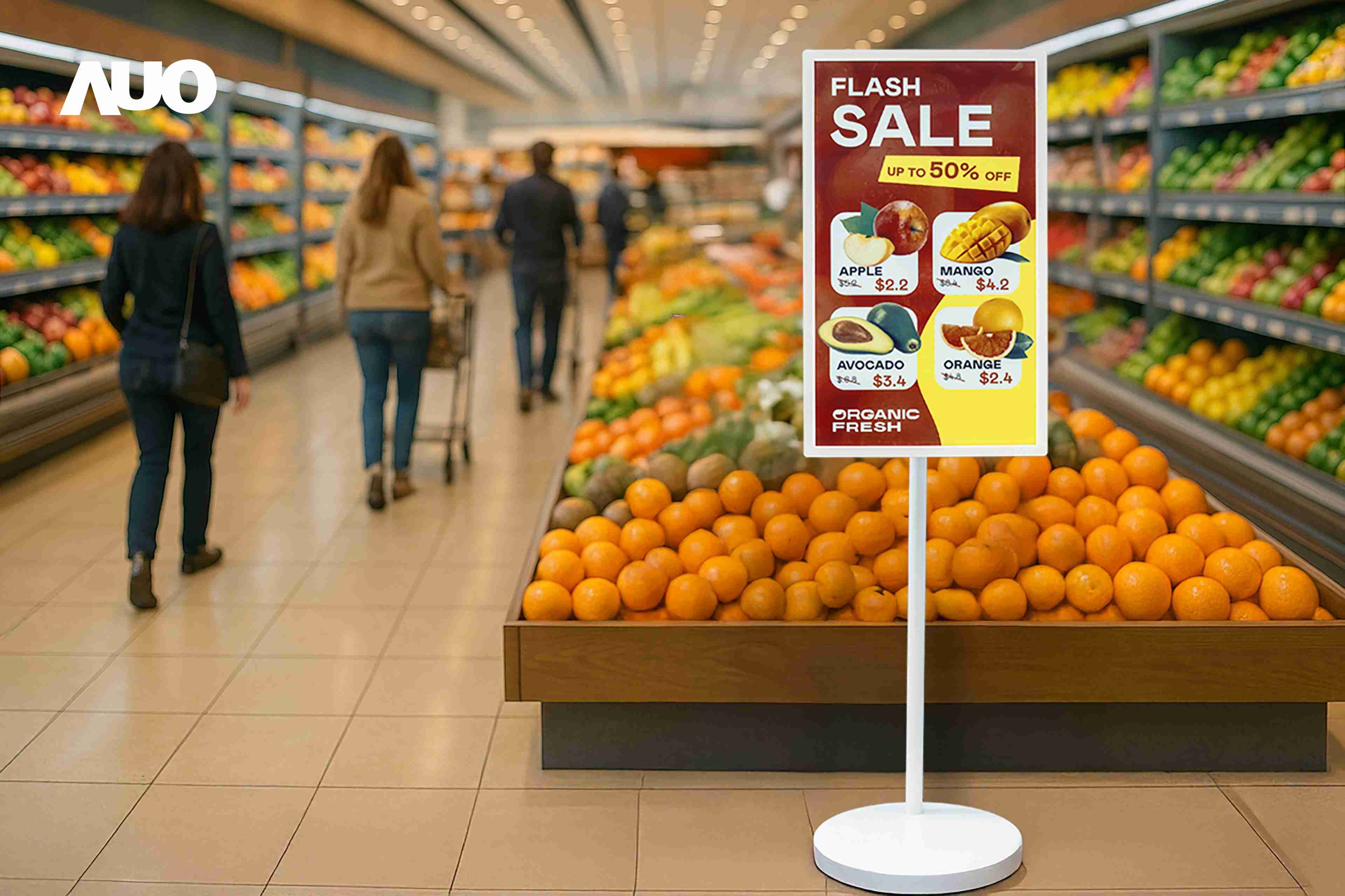 达擎首亮相低功耗、、、、全彩的〝aecoPost电子纸解决方案〞，，，仅在更新画面时需要微量的电力驱动，，，无需布建电线的便捷设计，，，，使其可灵活应用、、随意置放，，，，并可透过云端或行动装置app，，，轻松管理及排程广告内容，，，，晋升店头营销利器。。。